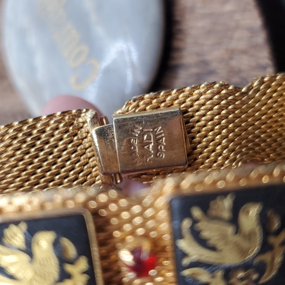 B2816 Spanish demascene ruby BRACELET made in RADI SPAIN no other‎ like it mesh - Picture 5 of 5